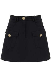  Balmain trapeze mini skirt with embossed buttons