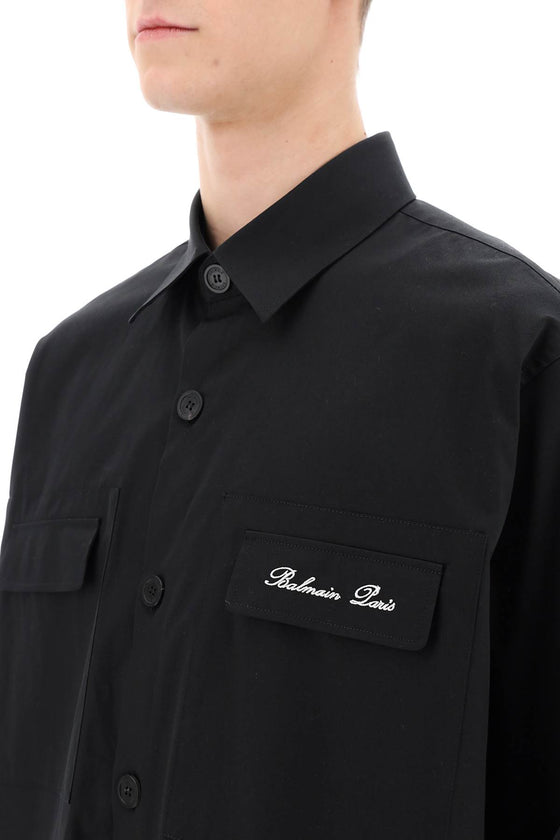 Balmain overshirt with logo embroidery