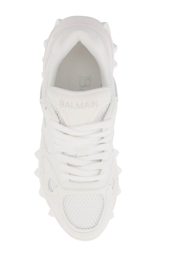 Balmain b-east leather and mesh sneakers