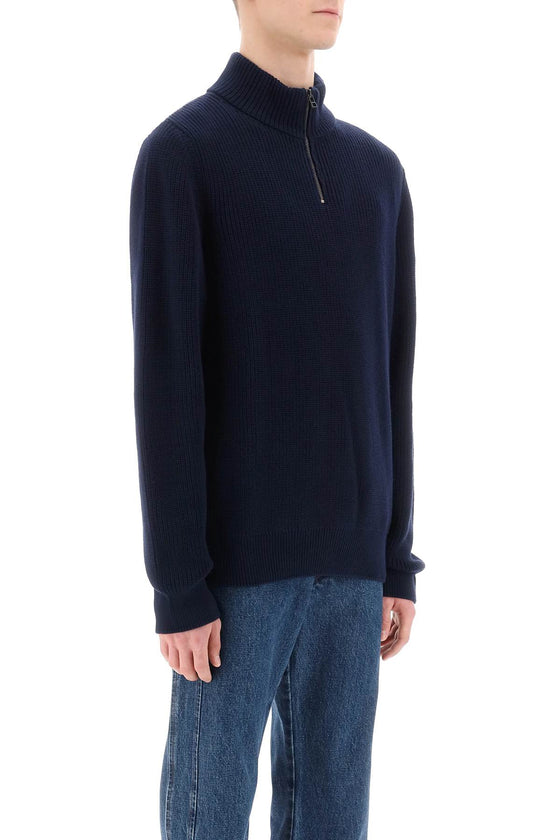 A.p.c. sweater with partial zipper placket