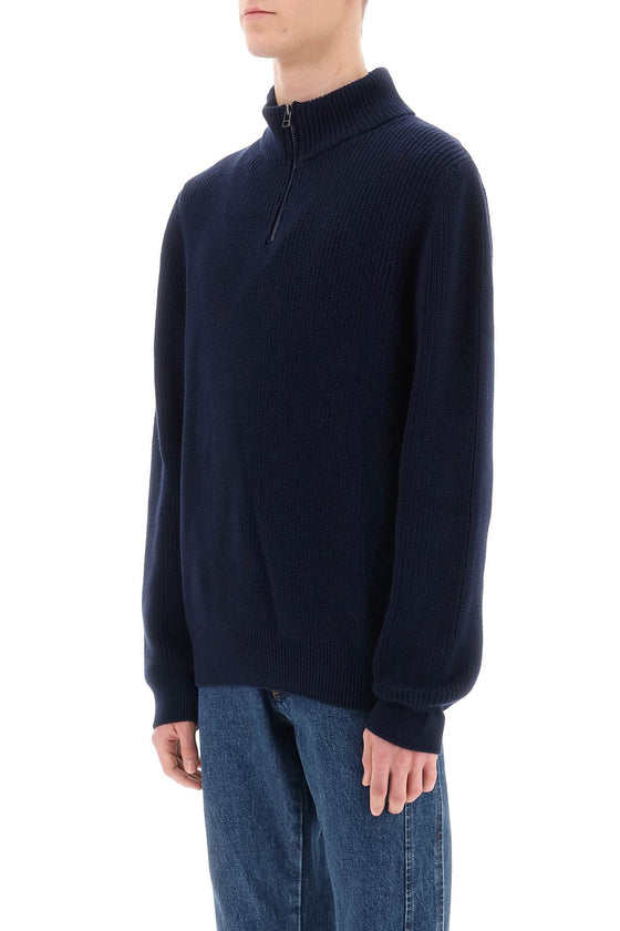 A.p.c. sweater with partial zipper placket