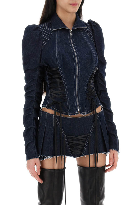 Dilara findikoglu denim corset-style jacket with