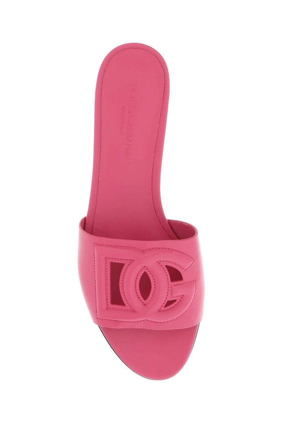 Dolce & gabbana leather slides with cut-out logo