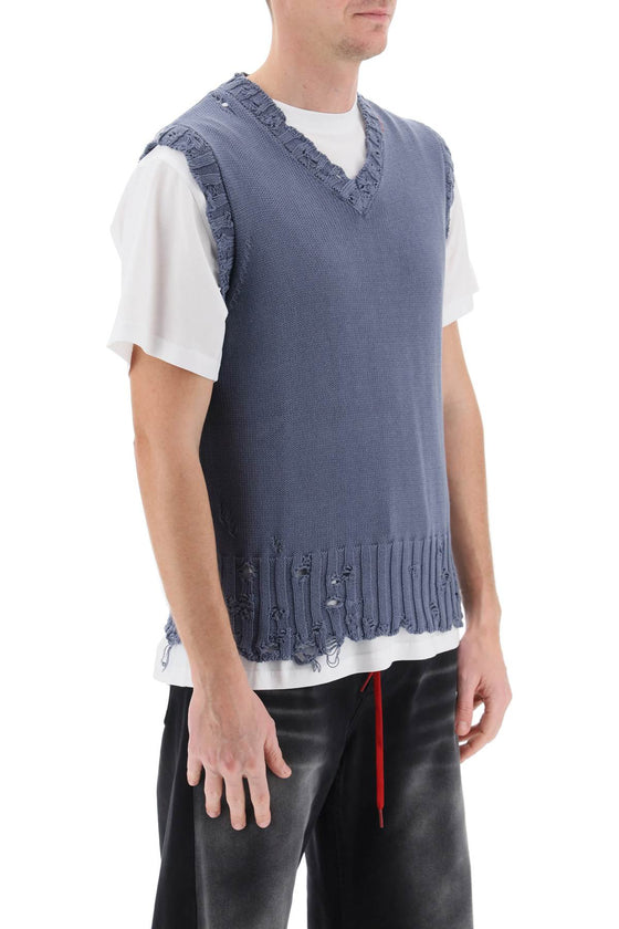 Marni destroyed-effect vest in cotton