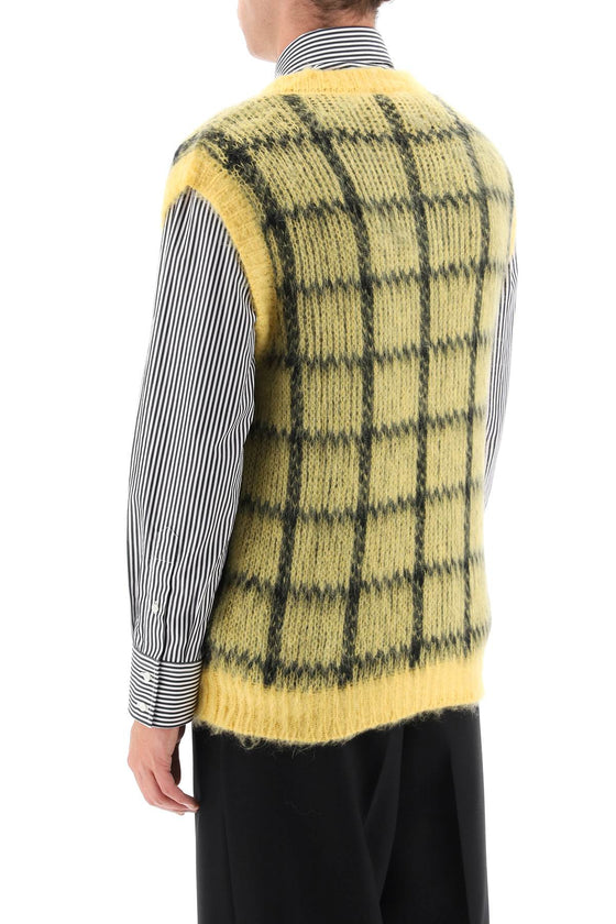 Marni brushed-mohair vest with check motif