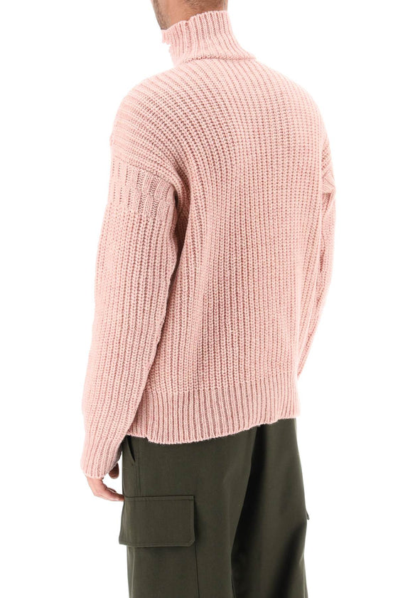 Marni funnel-neck sweater in destroyed-effect wool