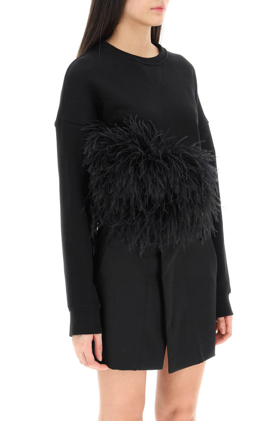N.21 cropped sweatshirt with feathers