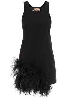  N.21 jersey mini dress with feathers
