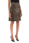Dolce & gabbana wool jacquard skirt with leopard motif