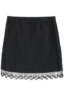  Ganni jacquard mini skirt with bead fringes