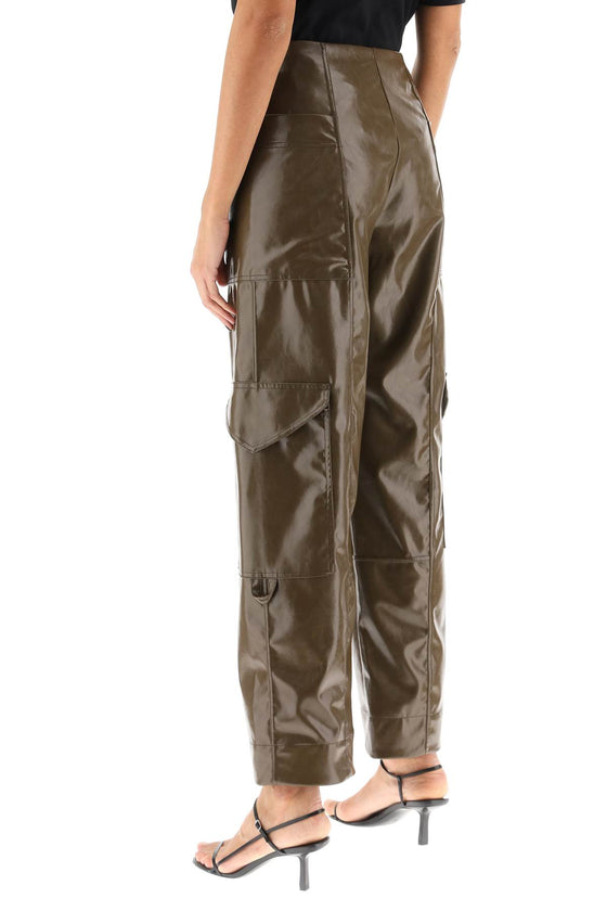 Ganni faux leather cargo pants