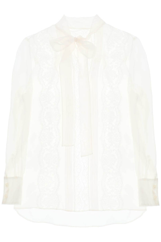 Dolce & gabbana chiffon blouse with lace inserts