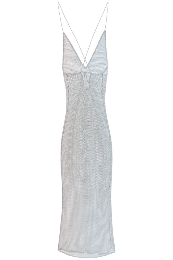 Ganni long mesh dress with crystals