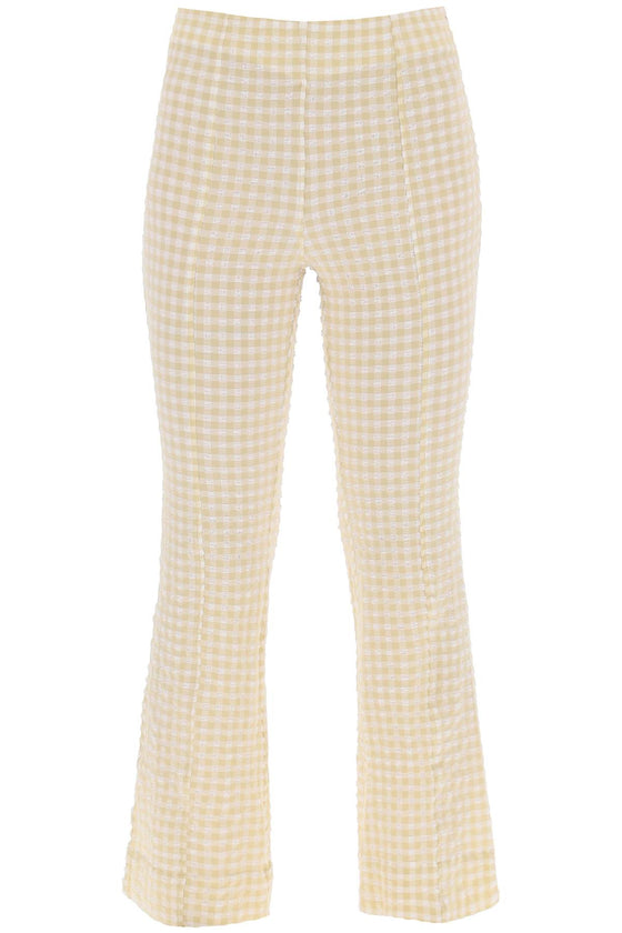 Ganni flared pants with gingham motif