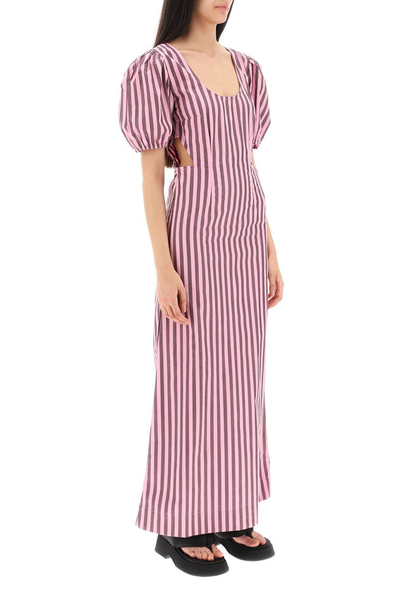Ganni striped maxi dress with cut-outs