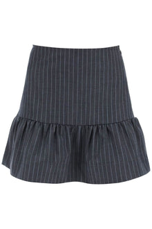  Ganni pinstriped mini skirt with flounce hem