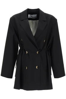  Ganni double-breasted blazer with self-tie strings