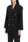 Ganni double-breasted blazer with self-tie strings