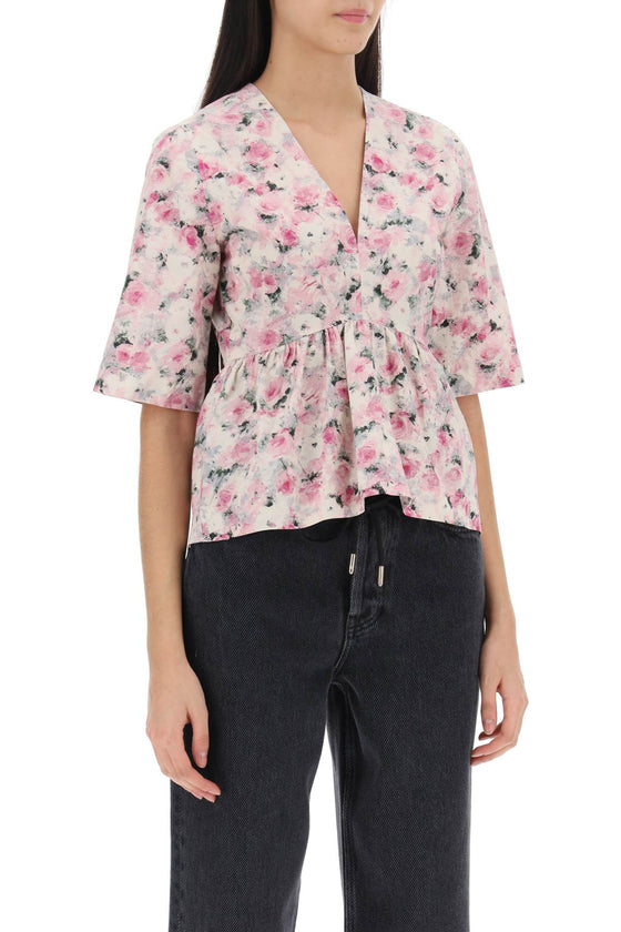 Ganni floral peplum blouse
