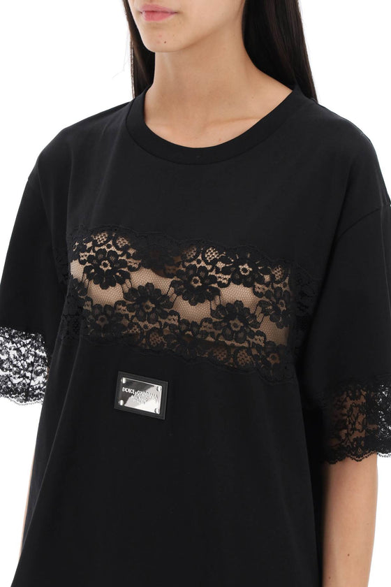 Dolce & gabbana t-shirt with lace inserts