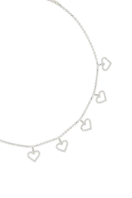 Alessandra rich crystal belt with heart pendants