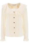 Alessandra rich crepe de chine blouse with frills