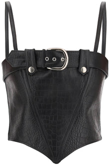  Alessandra rich croco-print leather bustier top