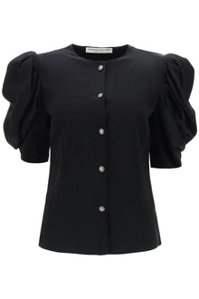  Alessandra rich envers satin blouse with bouffant sleeves