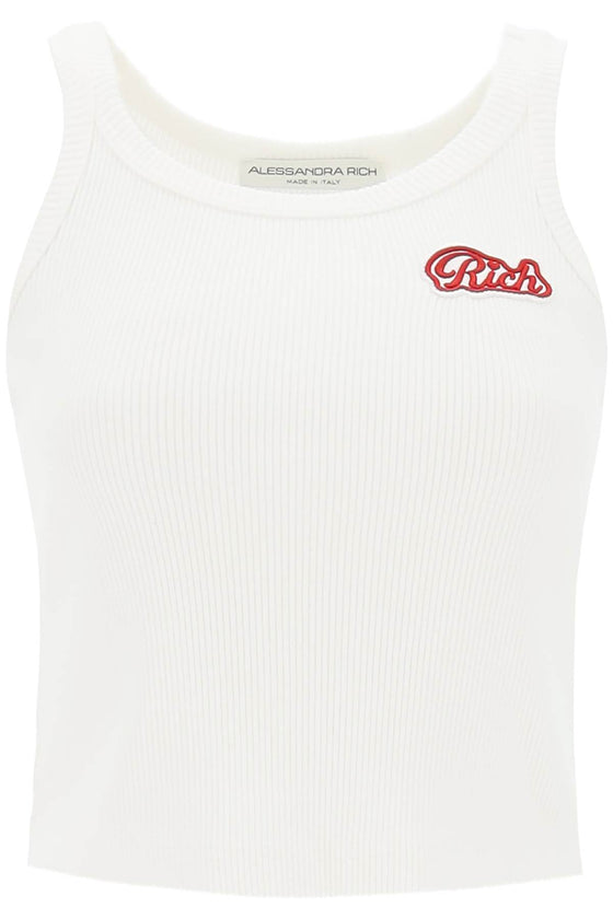Alessandra rich ribbed tank top with logo patch