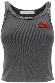  Alessandra rich ribbed tank top with logo patch