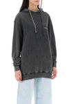 Alessandra rich oversized hoodie with print and rhinestones