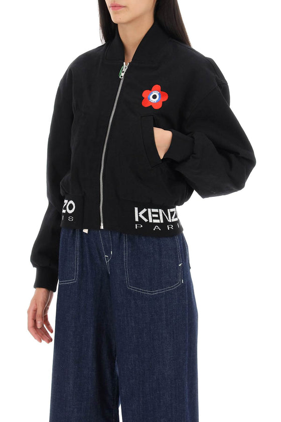 Kenzo target cropped bomber jacket in denim