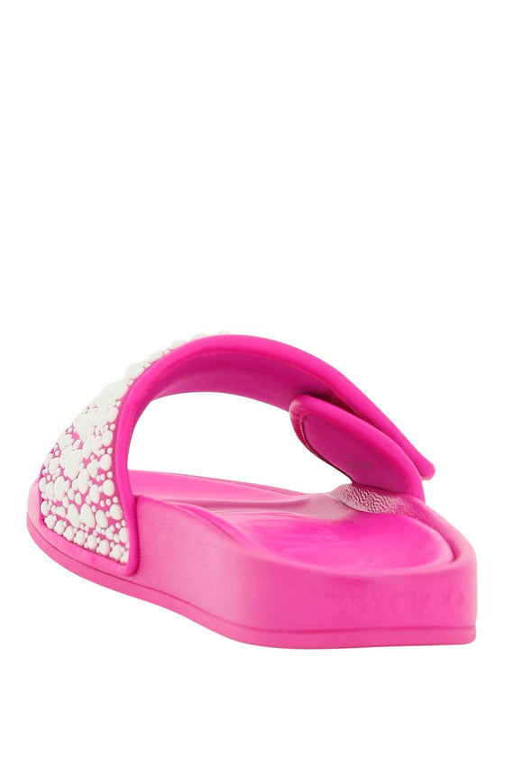 Jimmy choo rubber slides with pearls