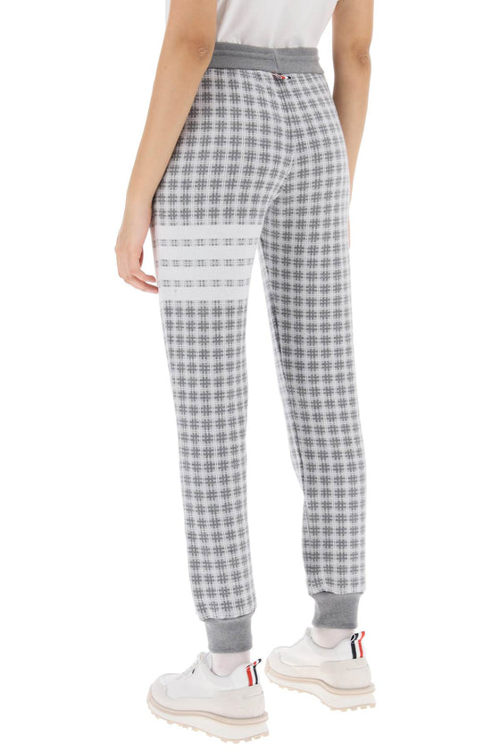 Thom browne 4-bar joggers in check knit