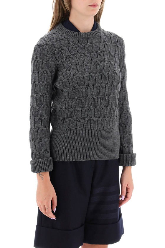 Thom browne sweater in wool cable knit