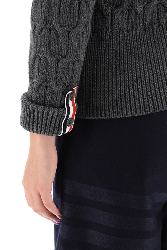 Thom browne sweater in wool cable knit