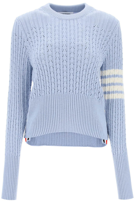 Thom browne pointelle stitch merino wool 4-bar sweater