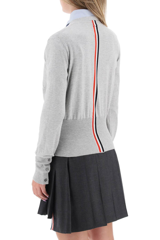 Thom browne cardigan with tricolor intarsia on the back
