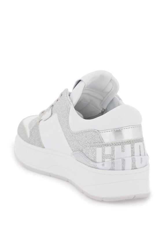 Jimmy choo 'florent' glittered sneakers with lettering logo