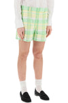 Thom browne madras cotton cuffed shorts