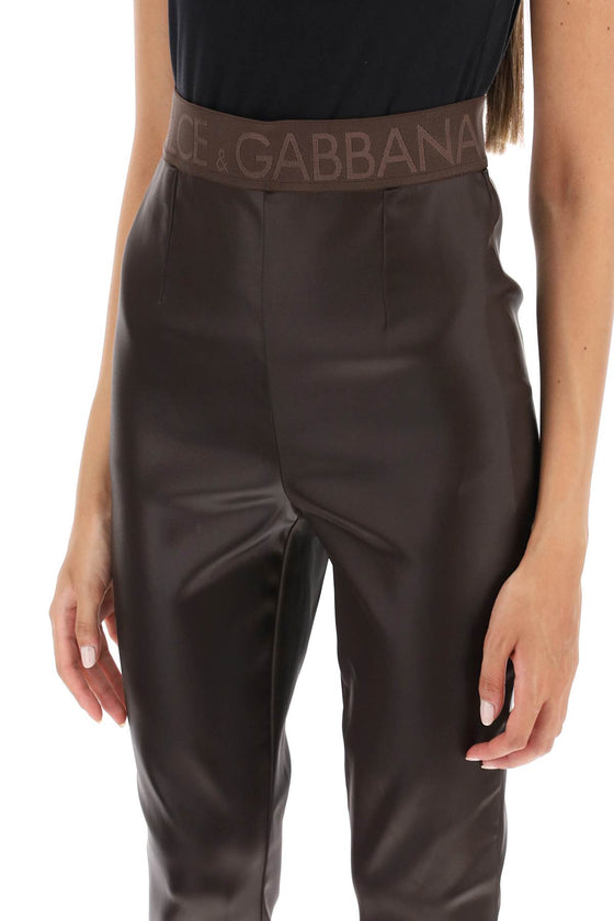 Dolce & gabbana coated look stretch satin leggings