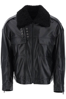  Dolce & gabbana leather-and-fur biker jacket