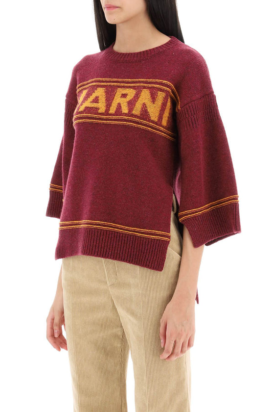 Marni sweater in jacquard knit with logo