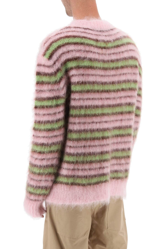 Marni sweater in brushed mohair with striped motif