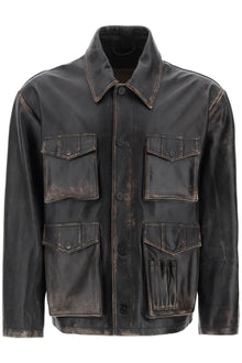 Golden goose leone aviator jacket in lived-in-effect leather