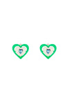Saf safu 'green neon heart' clip-on earrings
