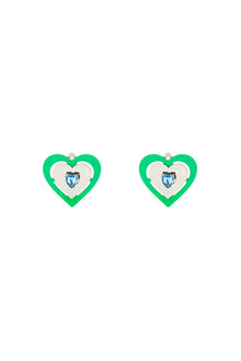  Saf safu 'green neon heart' clip-on earrings