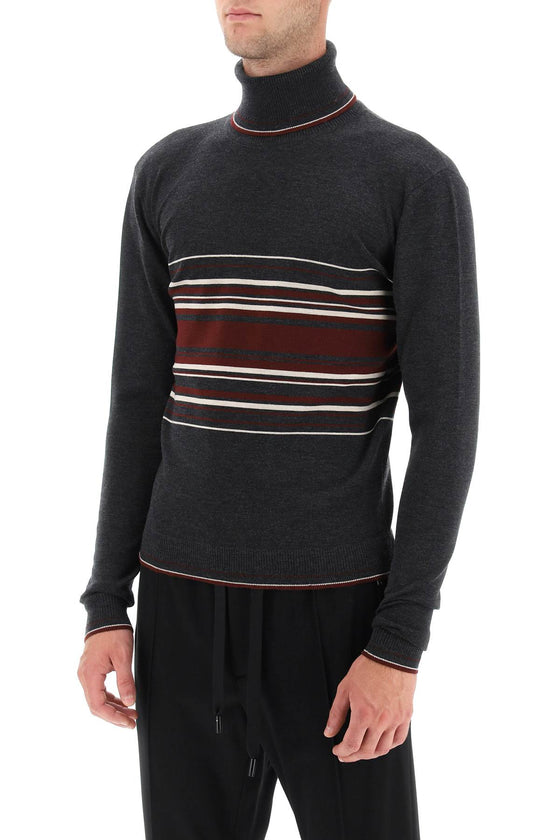 Dolce & gabbana striped wool turtleneck sweater
