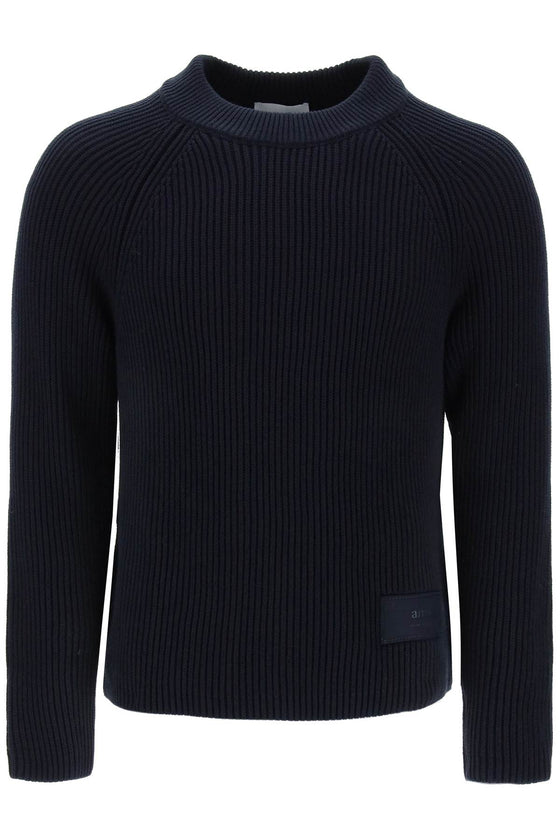 Ami paris cotton and wool crew-neck sweater