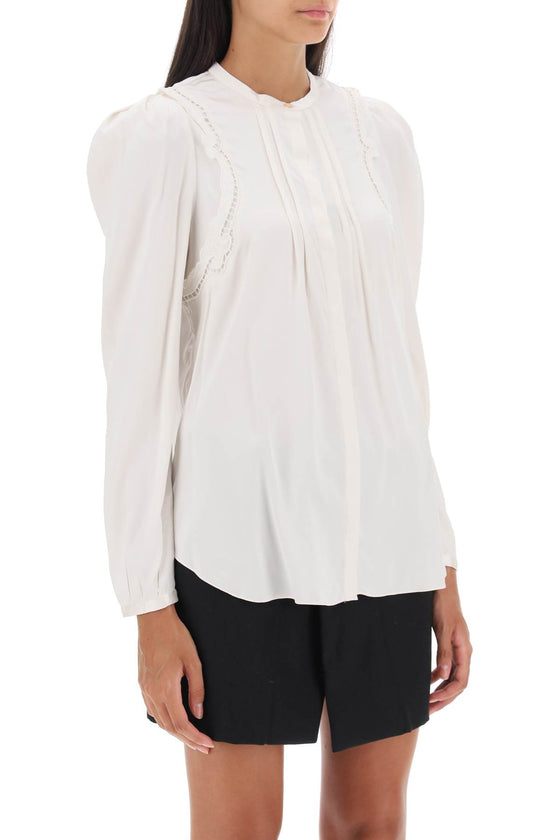 Isabel marant 'joanea' satin blouse with cutwork embroideries